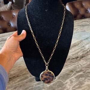 Patricia Nash Animal Print Pendant Necklace with Gold Chain